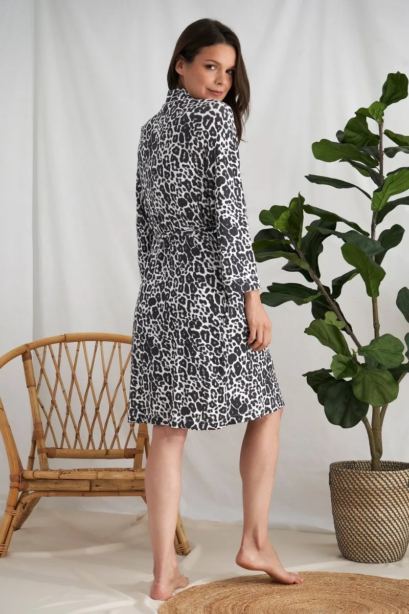 Bamboo Kimono Robe in Luxe Leopard