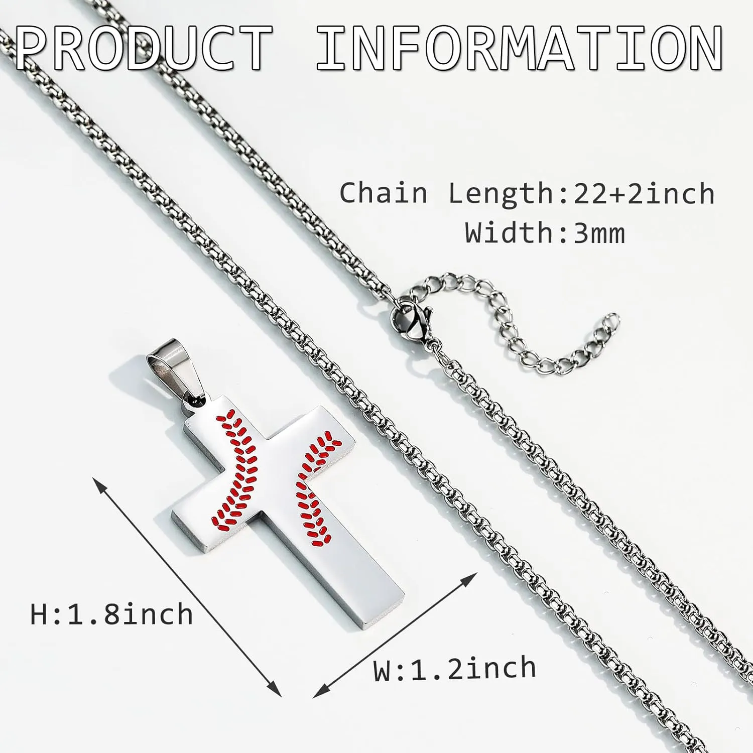 Baseball Cross Necklace for Men - Inspirational Bible Verse Pendant, Stainless Steel Chain 22 2 Inch - Sports Jewelry Gift for Men Women