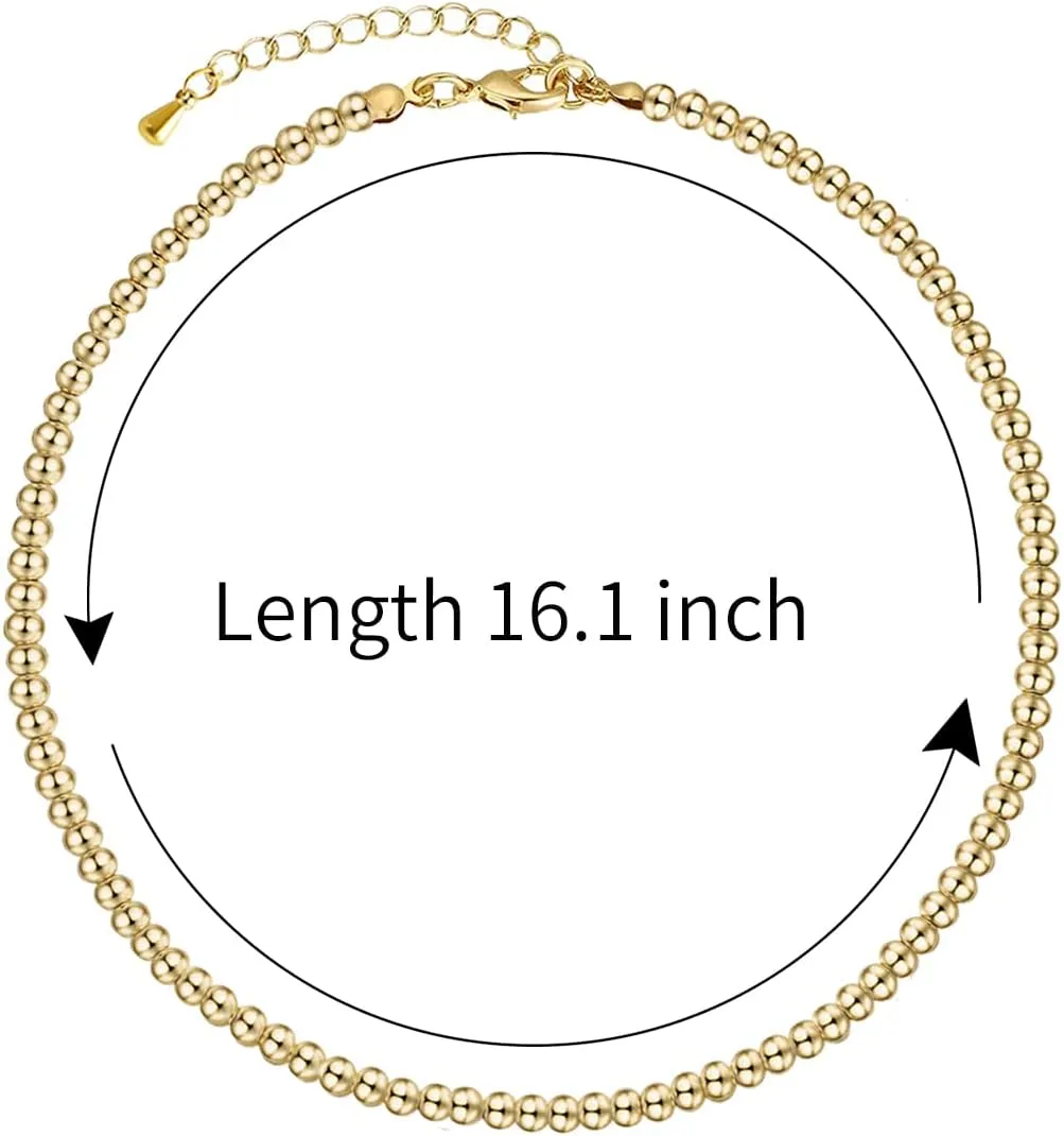 Bead Necklace for Women,Beaded Ball Necklaces 4mm