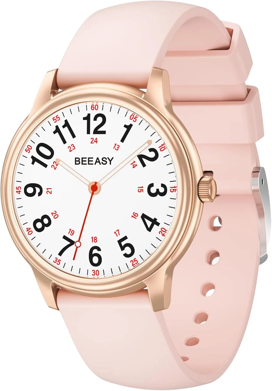 Beeasy Nurse Watch Waterproof for Medical Professionals Students Women Men,Watches with Second Hand Nursing 12/24 Hour, Easy Read Dial and Silicone Band, Military Time Luminouse