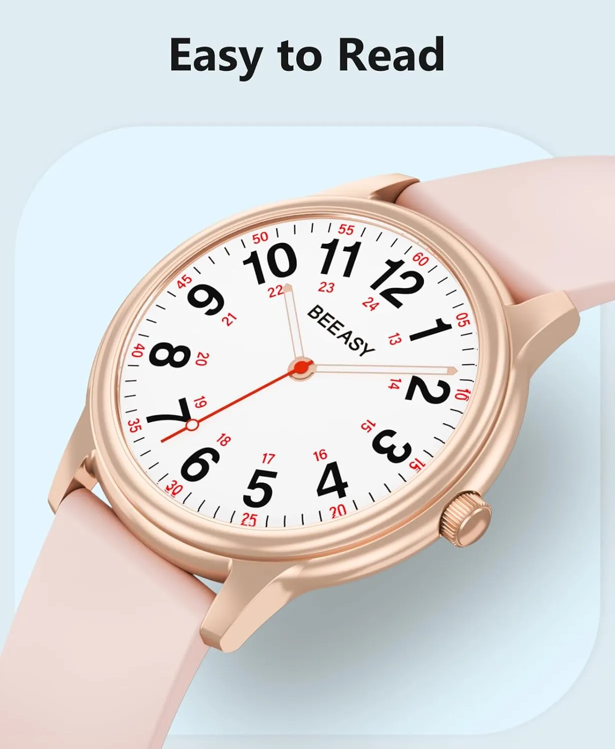 Beeasy Nurse Watch Waterproof for Medical Professionals Students Women Men,Watches with Second Hand Nursing 12/24 Hour, Easy Read Dial and Silicone Band, Military Time Luminouse