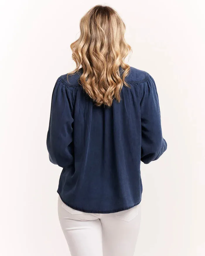 BETTY BASICS TIFFANY LYOCELL DENIM BLOUSE - SALE WAS $94.99....