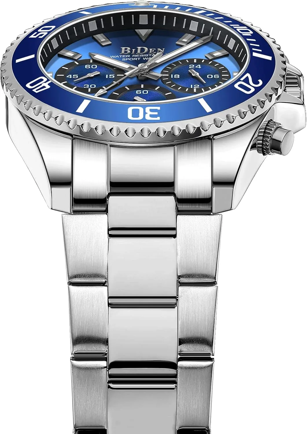 BIDEN Mens Watches Chronograph Stainless Steel Waterproof Date Analog Quartz Watch Business Wrist Watches for Men