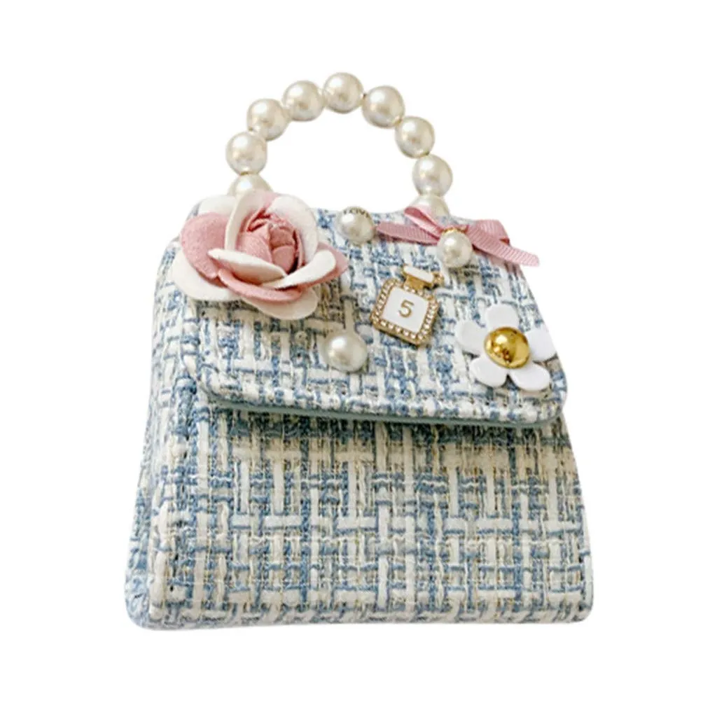 BILIKEYU Little Girls Princess Purses Cute Crown Crossbody Bag Handbag with Pearls Handle Birthday Wedding Evening Bag (H, One Size)