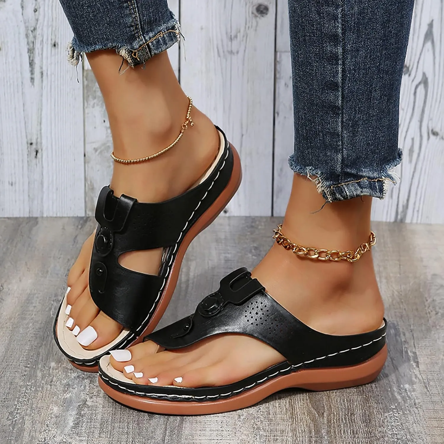 Black Orthopedic Sandals with Back Strap Women's Comfortable Sandals Women Sandals Arch Support Orthotic Sandals for Women 2025 Wide Feet Arch Support Womens Shoes Orthopedic Support Dressy