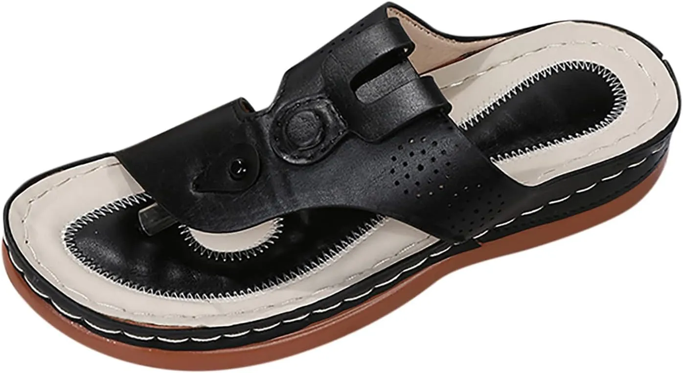 Black Orthopedic Sandals with Back Strap Women's Comfortable Sandals Women Sandals Arch Support Orthotic Sandals for Women 2025 Wide Feet Arch Support Womens Shoes Orthopedic Support Dressy