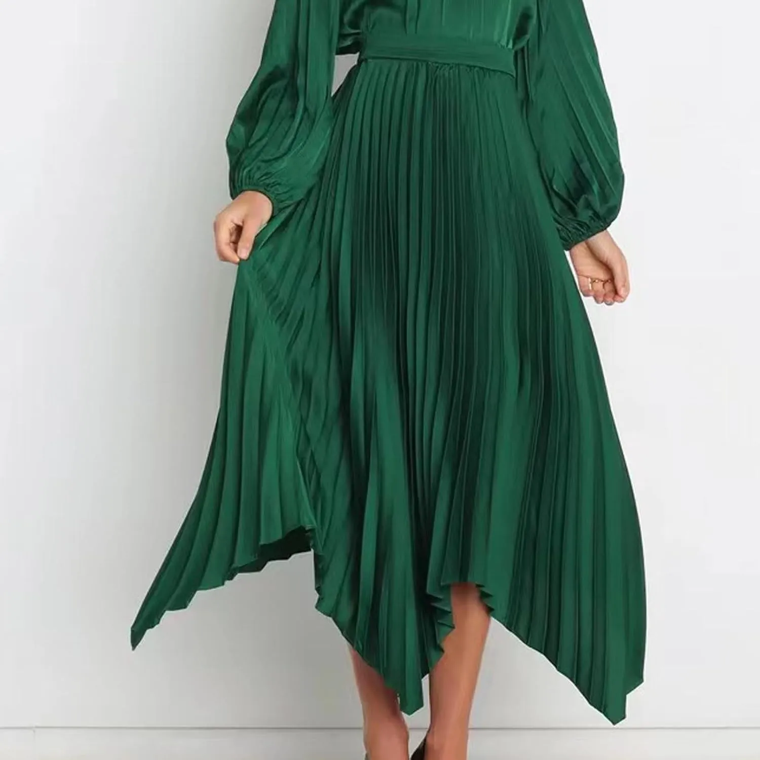 Boho Skirts for Women Casual Soft High Waisted Asymmetrical Maxi Skirt Womens Summer Long Pleated Skirt Midi Length
