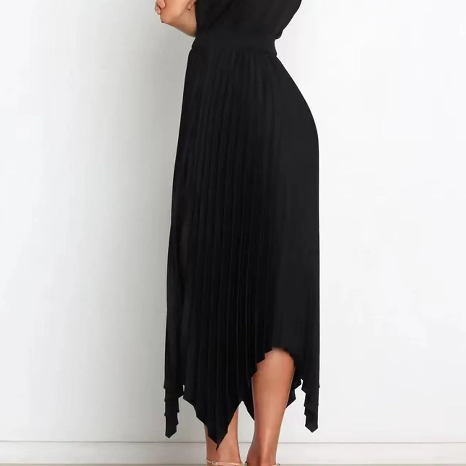 Boho Skirts for Women Casual Soft High Waisted Asymmetrical Maxi Skirt Womens Summer Long Pleated Skirt Midi Length