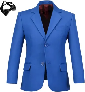 Boys' Blazer Suit Jacket Formal Sport Coats with Bowtie Solid Color Tuxedo Blazers for Boy Dinner Party