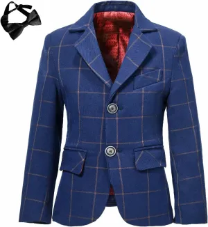 Boys' Blazer Suit Jacket Formal Sport Coats with Bowtie Solid Color Tuxedo Blazers for Boy Dinner Party