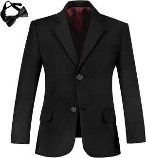Boys' Blazer Suit Jacket Formal Sport Coats with Bowtie Solid Color Tuxedo Blazers for Boy Dinner Party