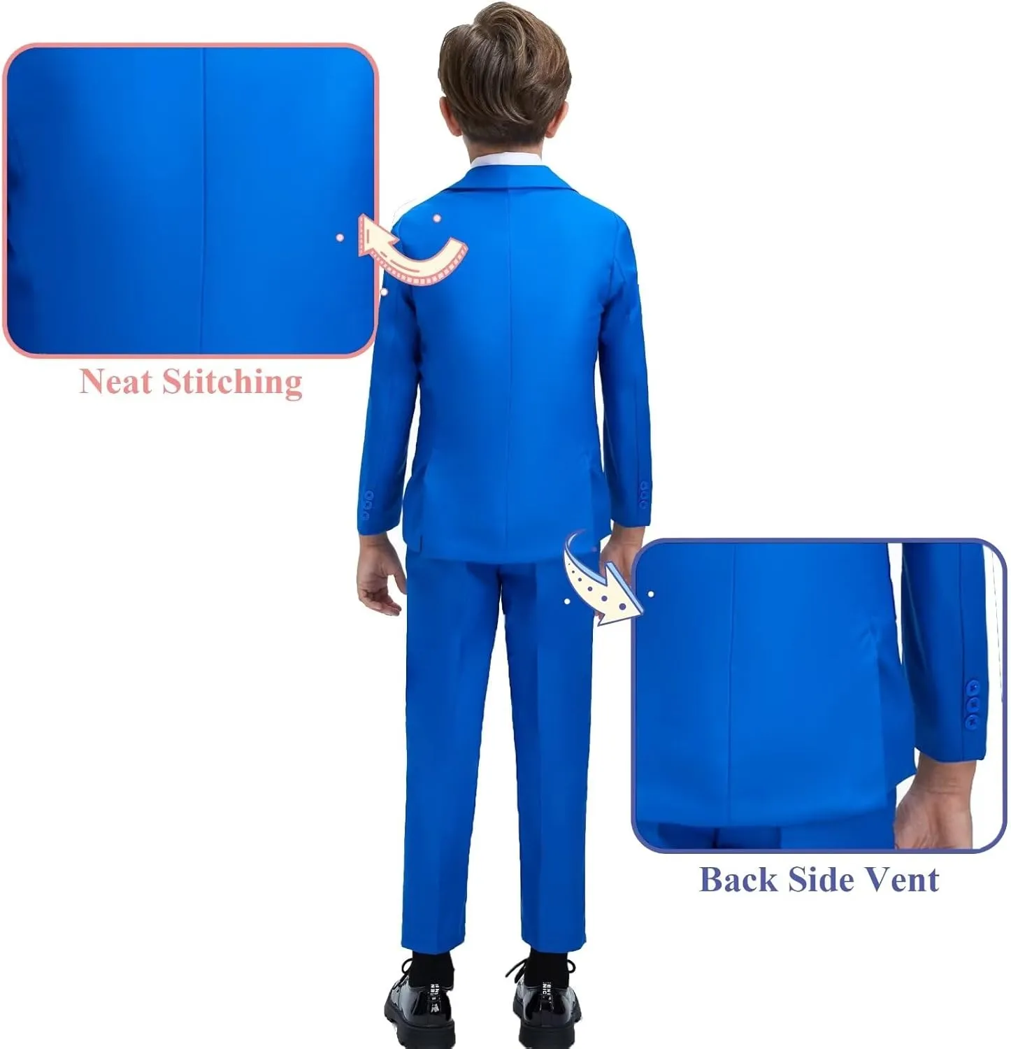 Boys' Blazer Suit Jacket Formal Sport Coats with Bowtie Solid Color Tuxedo Blazers for Boy Dinner Party