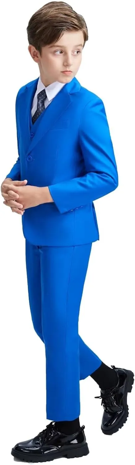 Boys' Blazer Suit Jacket Formal Sport Coats with Bowtie Solid Color Tuxedo Blazers for Boy Dinner Party