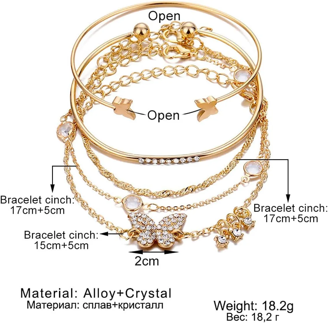 Bracelet for Women Chain Link Charm Bracelets Dainty Heart Butterfly Stackable Paperclip Satellite Herringbone Figaro Rope Chains Slave Bracelets Jewelry Gifts Birthday Anniversary Christmas Party