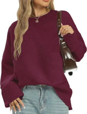 Buauty Womens Oversized Long Sleeve Crewneck Fall Sweaters Chunky Fuzzy Knit Pullover Clothes 2025 Trendy Outfits