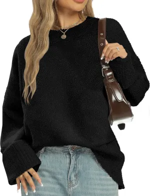 Buauty Womens Oversized Long Sleeve Crewneck Fall Sweaters Chunky Fuzzy Knit Pullover Clothes 2025 Trendy Outfits