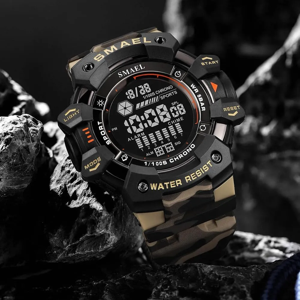 Camo Style Men Outdoor Sports Watch Fashion Student Waterproof Digital Wristwatch Adolescent Multifunction Wristwatch