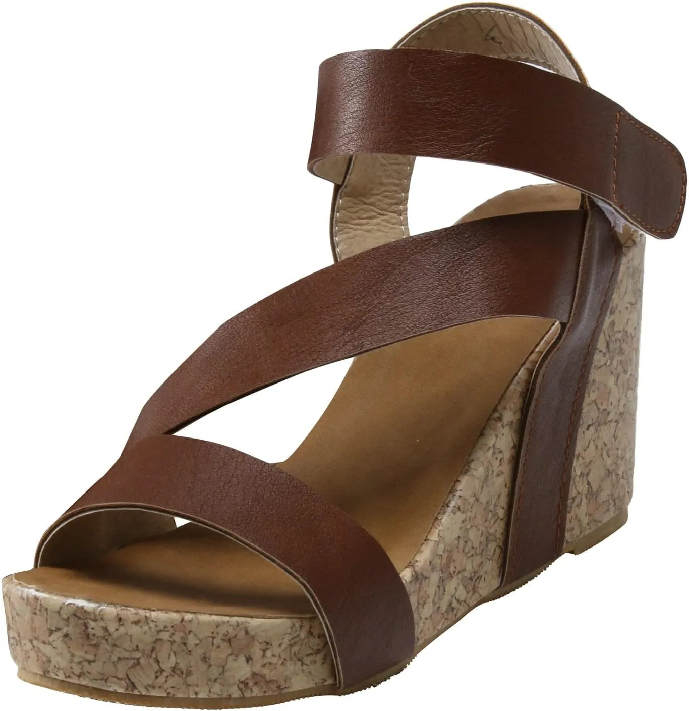 Cathalem Sandals For Women Summer Orthopedic Leather Wedge Platform Sandals Open Toe Sandals Shoes