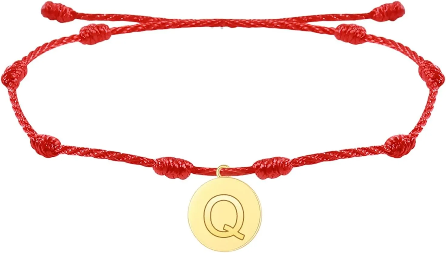 Chain Bracelets for Women Men Teen Girls Boys Personalized 26 Initial Bracelet Lucky Red Seven Knot Bracelet Gold Plated Letter Woven Bracelet Dainty Heart Charm Bracelet Jewelry- Charm (Q, One Size)