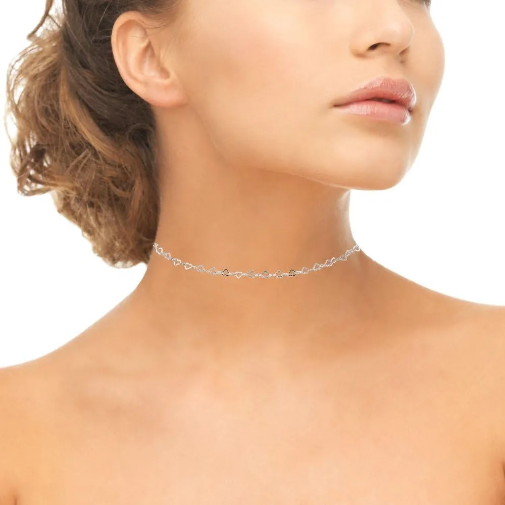 Chain Necklace, Layered Necklaces for Women, Heart Chain Necklace, Choker Layering Necklace, Heart Choker Necklace, Heart Necklace, Dainty Necklace, Choker Necklaces for Women, Necklace for Women