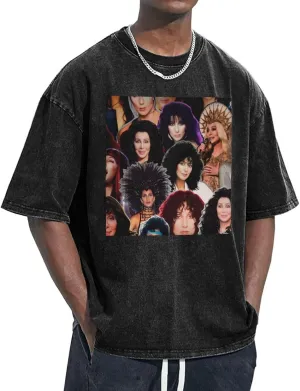 Chers Shirt Men's Trendy Short Sleeve Cotton Oversized Tshirt Soft Crewneck Top Tees Black
