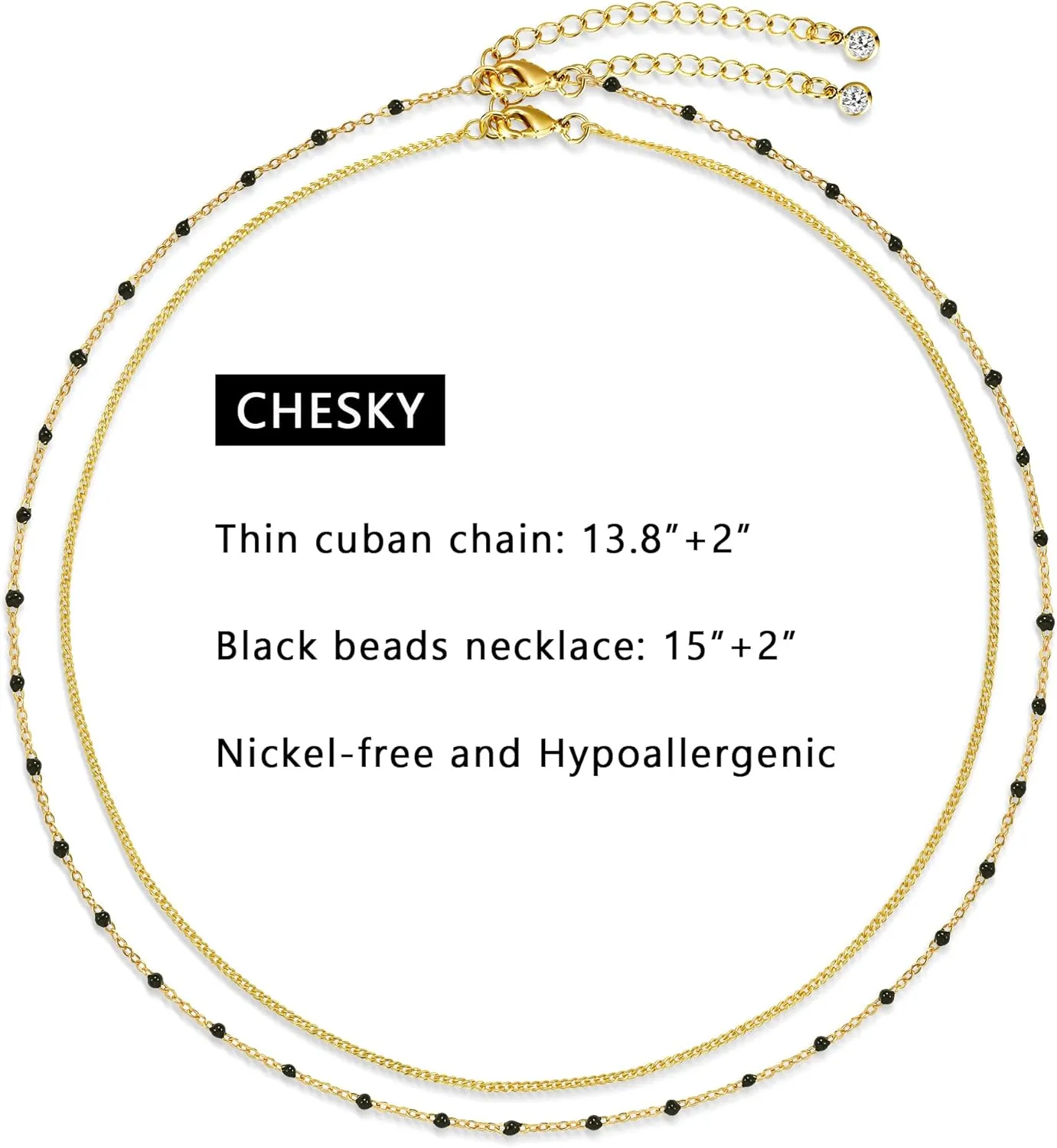 CHESKY Dainty Gold Necklace for Women, Trendy 14k Gold Plated/Sterling Silver Satellite Choker Necklace Thin Beaded Layered Choker Necklaces Discs Paperclip Chain Necklaces Womens Simple Jewelry Gift