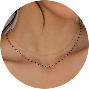 CHESKY Dainty Gold Necklace for Women, Trendy 14k Gold Plated/Sterling Silver Satellite Choker Necklace Thin Beaded Layered Choker Necklaces Discs Paperclip Chain Necklaces Womens Simple Jewelry Gift