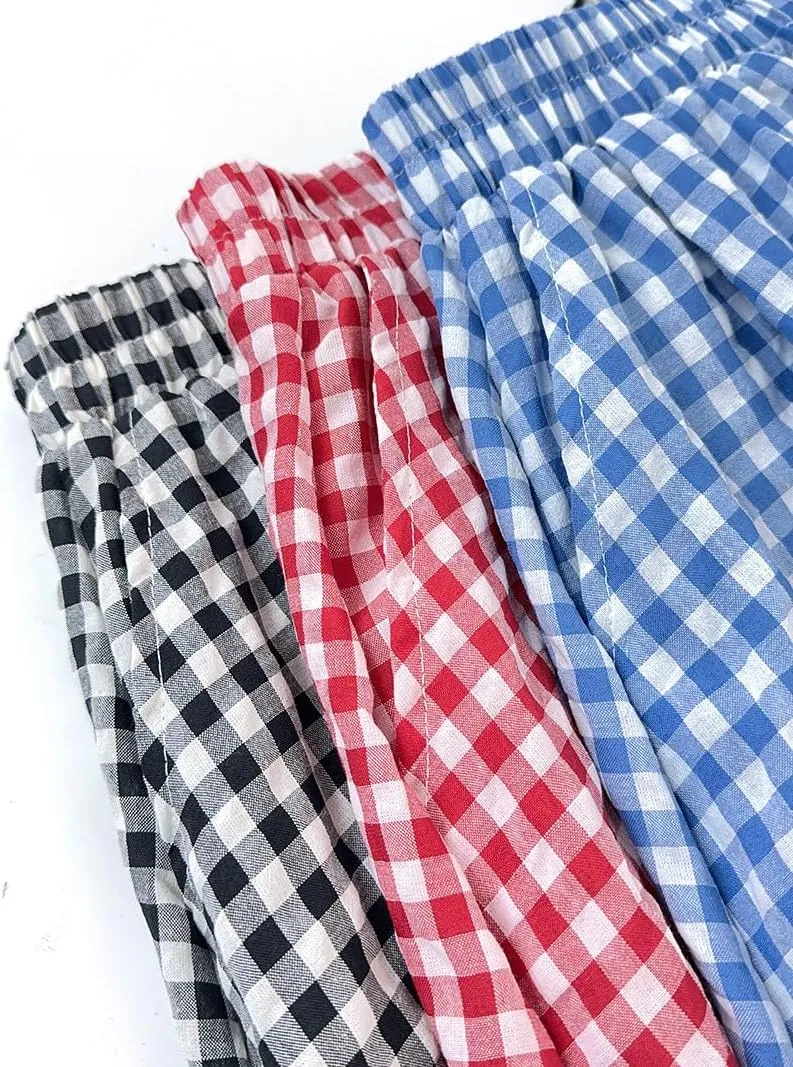 chouyatou Women's Casual Elastic Waist Plaid Skirt Gingham Swing Pleated Midi Long Skirt with Pockets