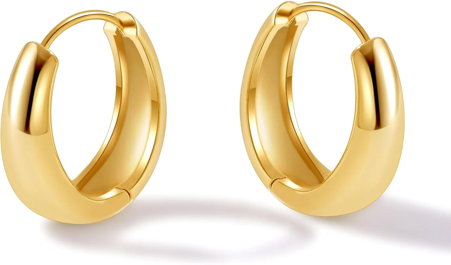 Chunky Gold Hoop Earrings for Women 18K Gold Plated Chunky Hoops Thick Hoop Earrings Trendy Earrings