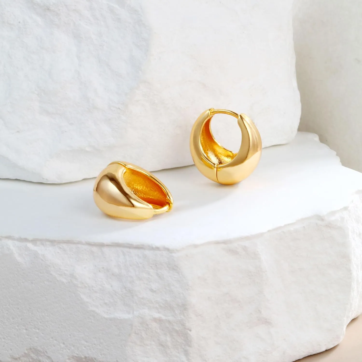 Chunky Gold Hoop Earrings for Women 18K Gold Plated Chunky Hoops Thick Hoop Earrings Trendy Earrings
