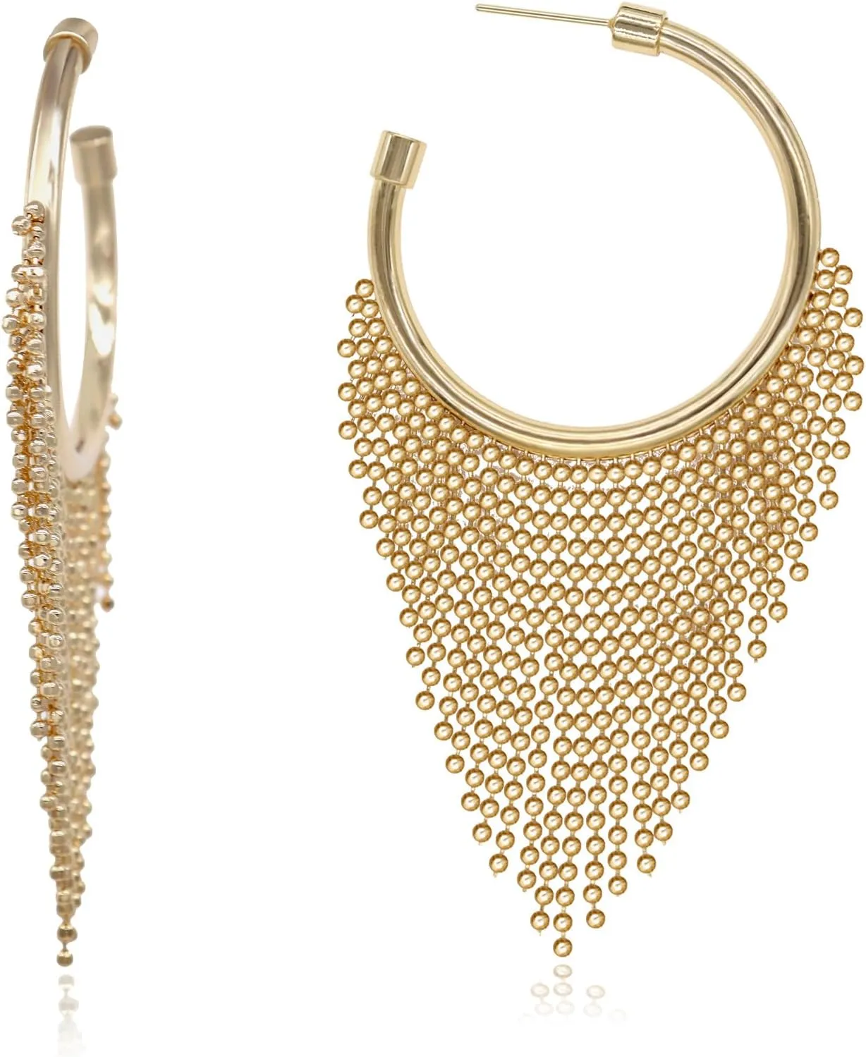 Chunky Gold Hoop Earrings for Women, Trendy 14K Gold Plated Gold/Silver Statement Earring Thick Open Double Hoop Earrings Lightweight Hypoallergenic Earrings Gold Jewelry