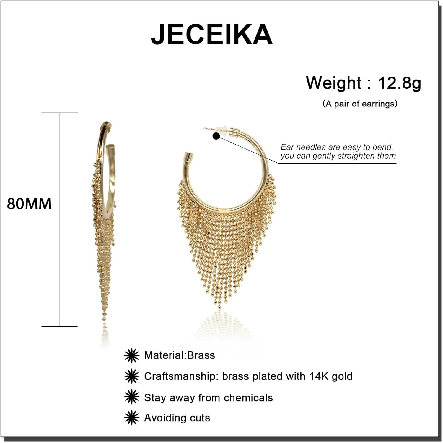 Chunky Gold Hoop Earrings for Women, Trendy 14K Gold Plated Gold/Silver Statement Earring Thick Open Double Hoop Earrings Lightweight Hypoallergenic Earrings Gold Jewelry
