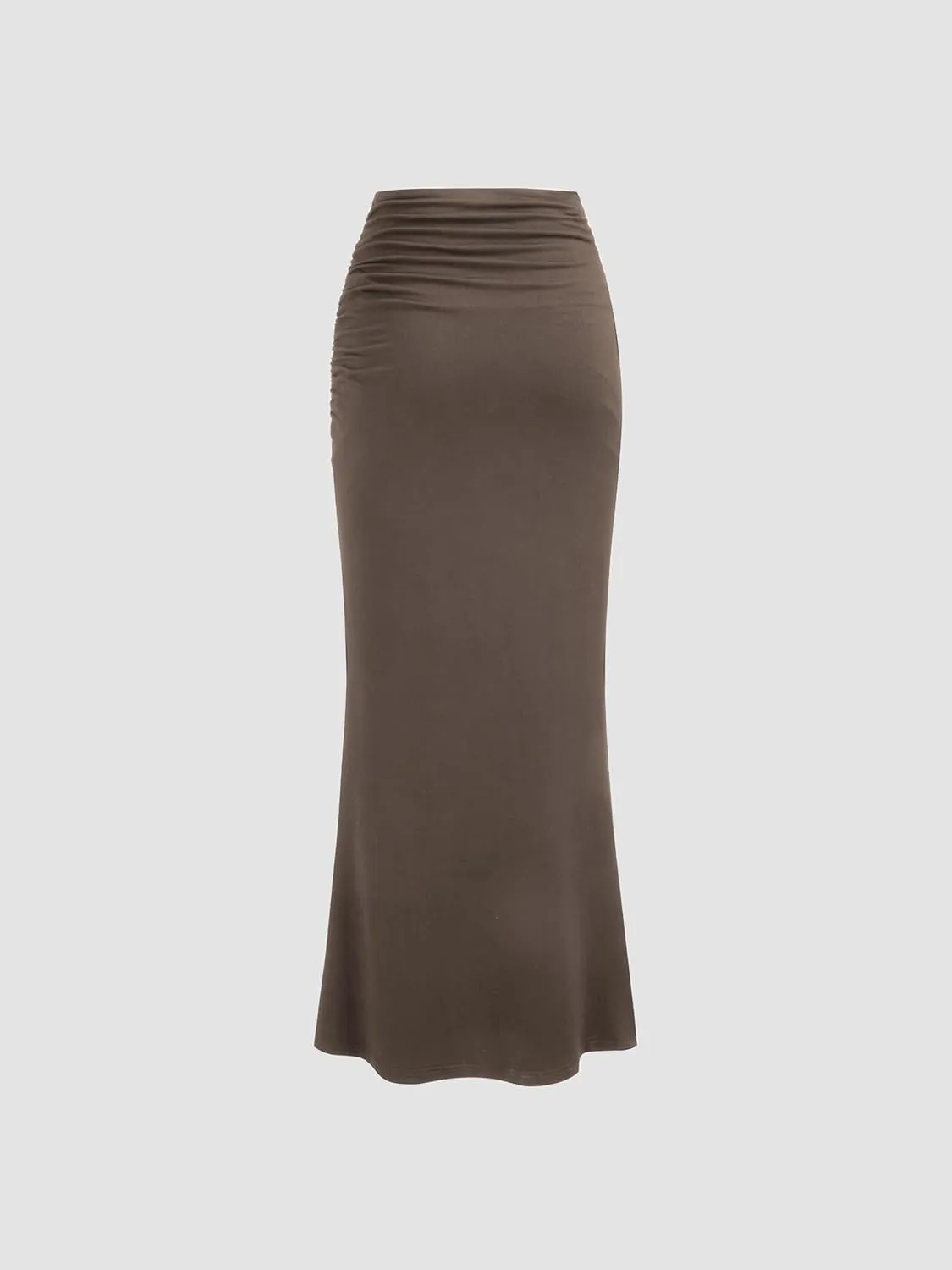 CIDER Mid Waist Skirts for Women Solid Ruched Bodycon Long Maxi Skirt Casual Fishtail Pencil Skirt