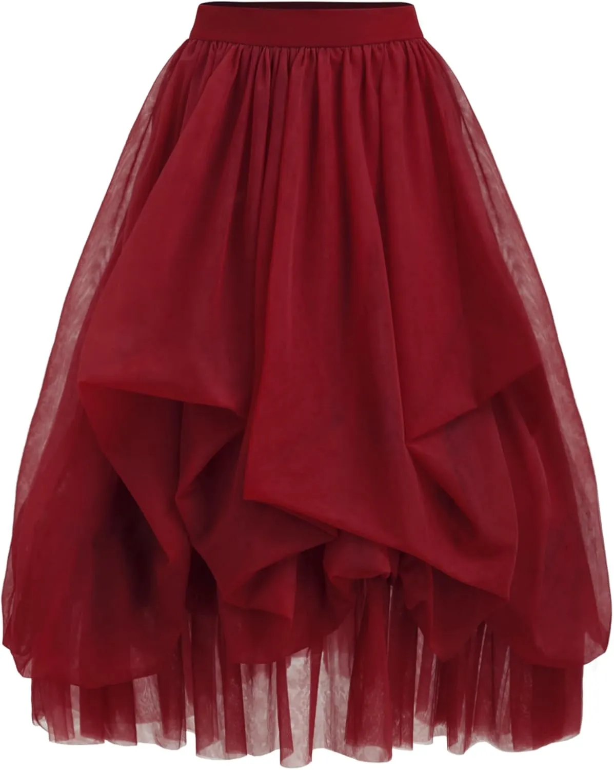 CIDER Tulle Skirts for Women Mesh Mid Waist Ruffle Long Skirt Maxi Skirt Layered A Line Tulle Tutu Skirt