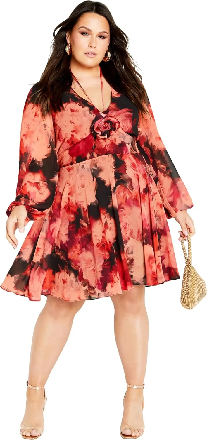 City Chic Women's Apparel Women's Citychic Plus Size Dress Mischa PRT Fl