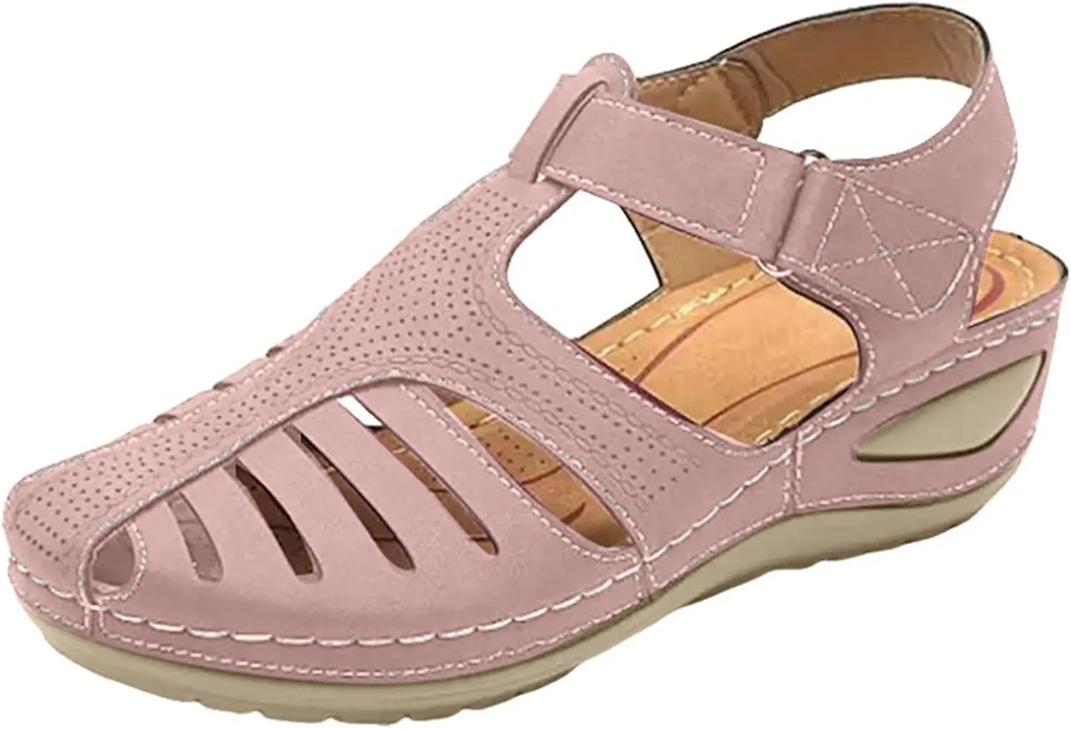 Closed Toe Sandals Women Flat Dressy Comfortable Slip On Sandals Non Slip Platform Wedge Sandals Walking Sandals