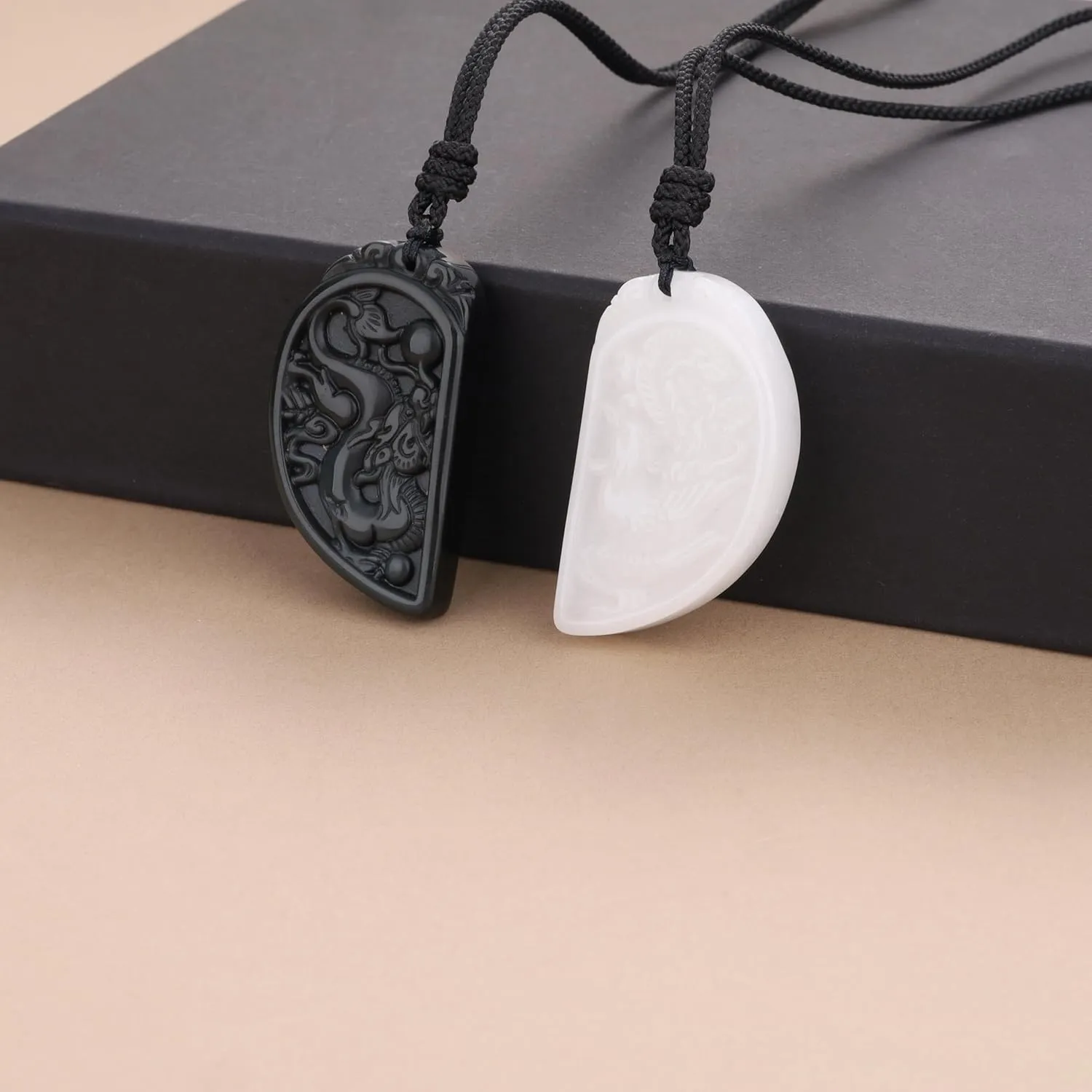 COAI Genuine Stone Phoenix Dragon Matching Couple Necklaces