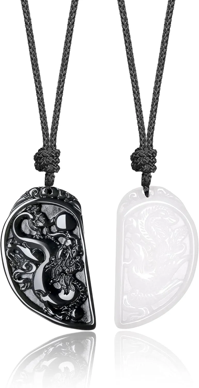 COAI Genuine Stone Phoenix Dragon Matching Couple Necklaces