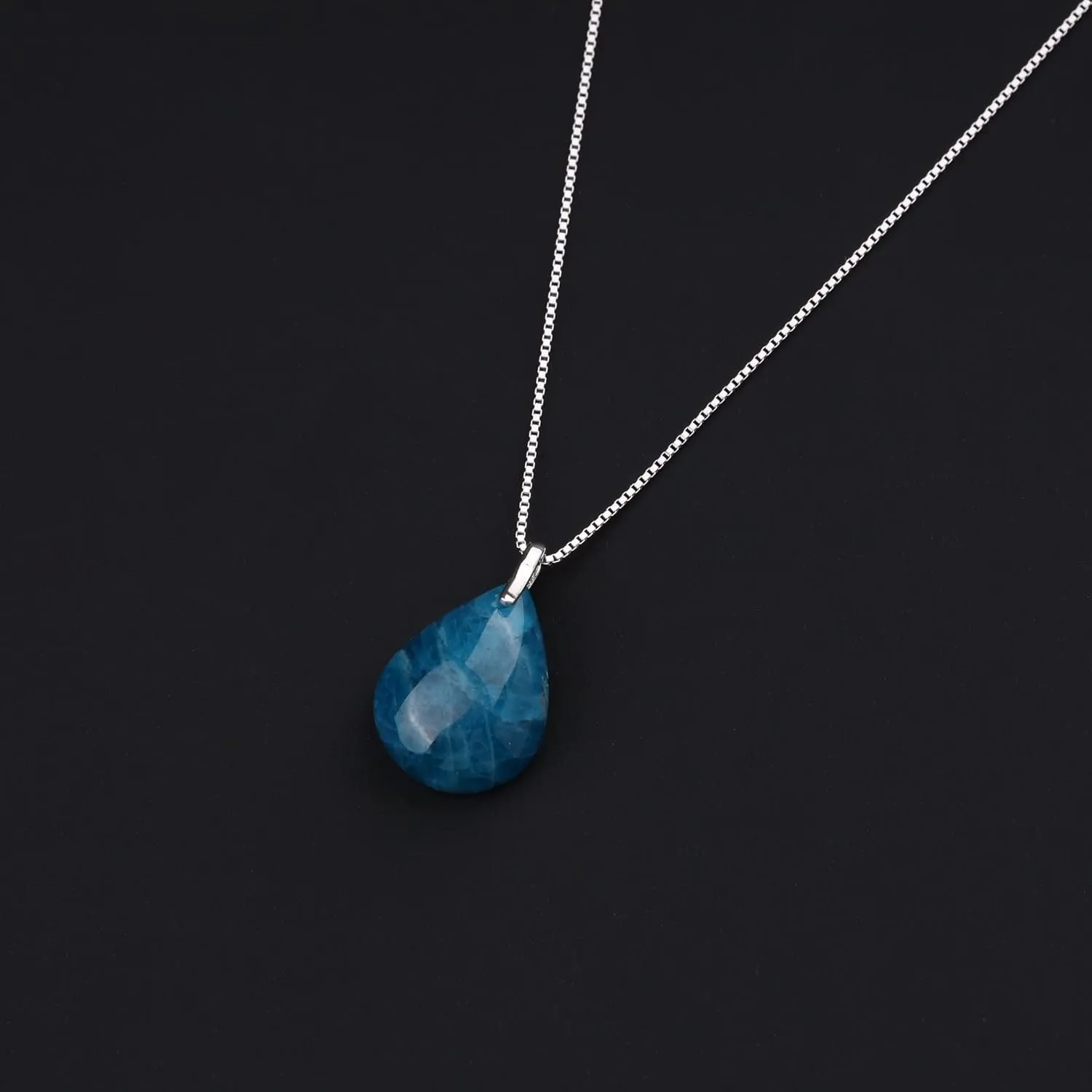 COAI Women's Silver Chain Necklace Teardrop Pendant Crystal Necklace for Women