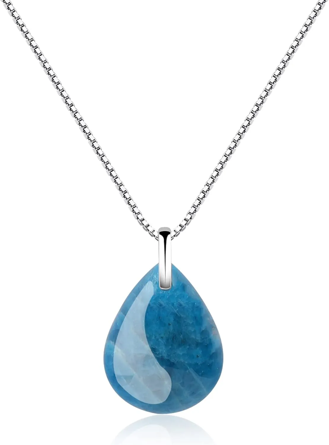 COAI Women's Silver Chain Necklace Teardrop Pendant Crystal Necklace for Women