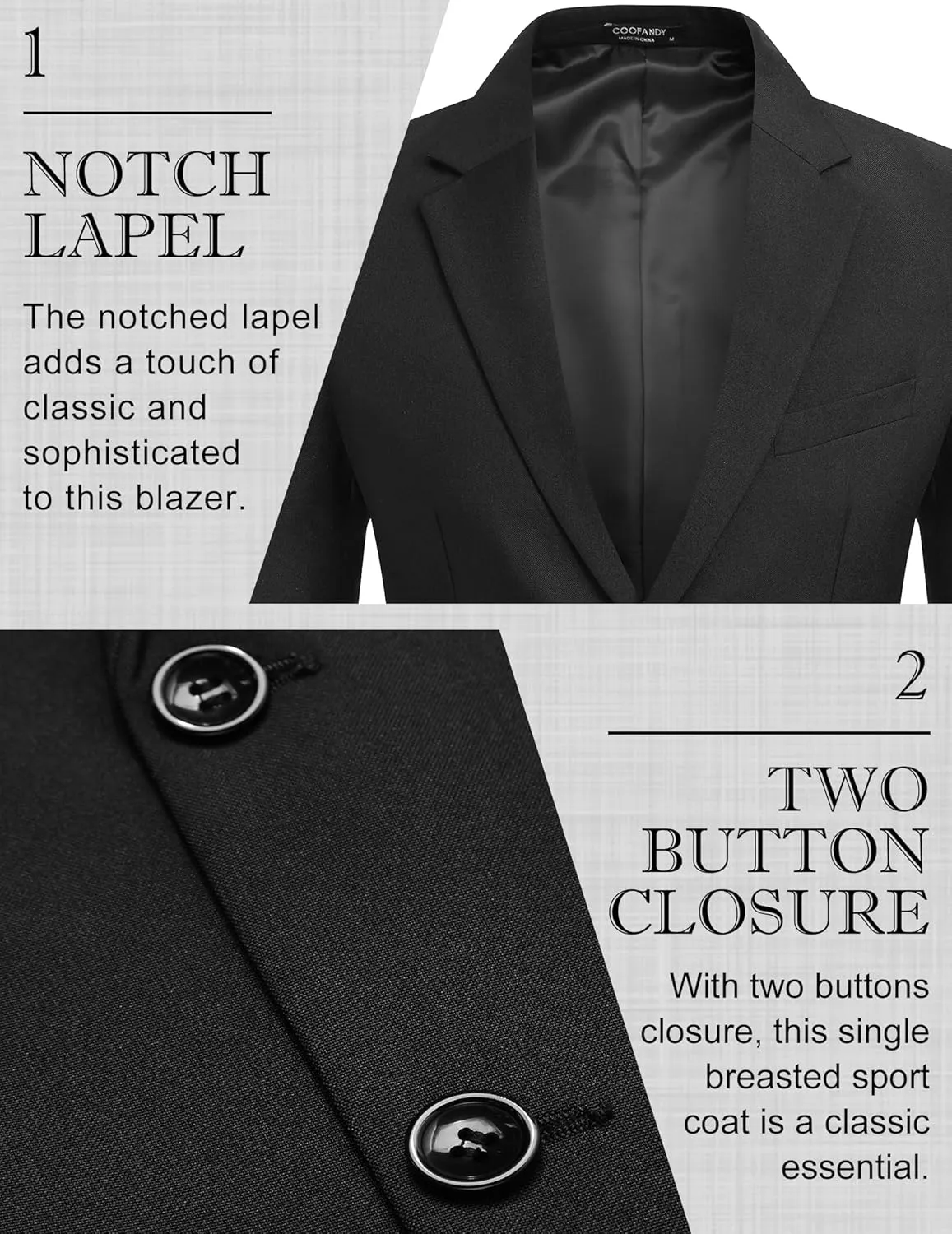 COOFANDY Men's Blazer Casual Slim Fit Sport Coats Two Button Lightweight Suit Jacket