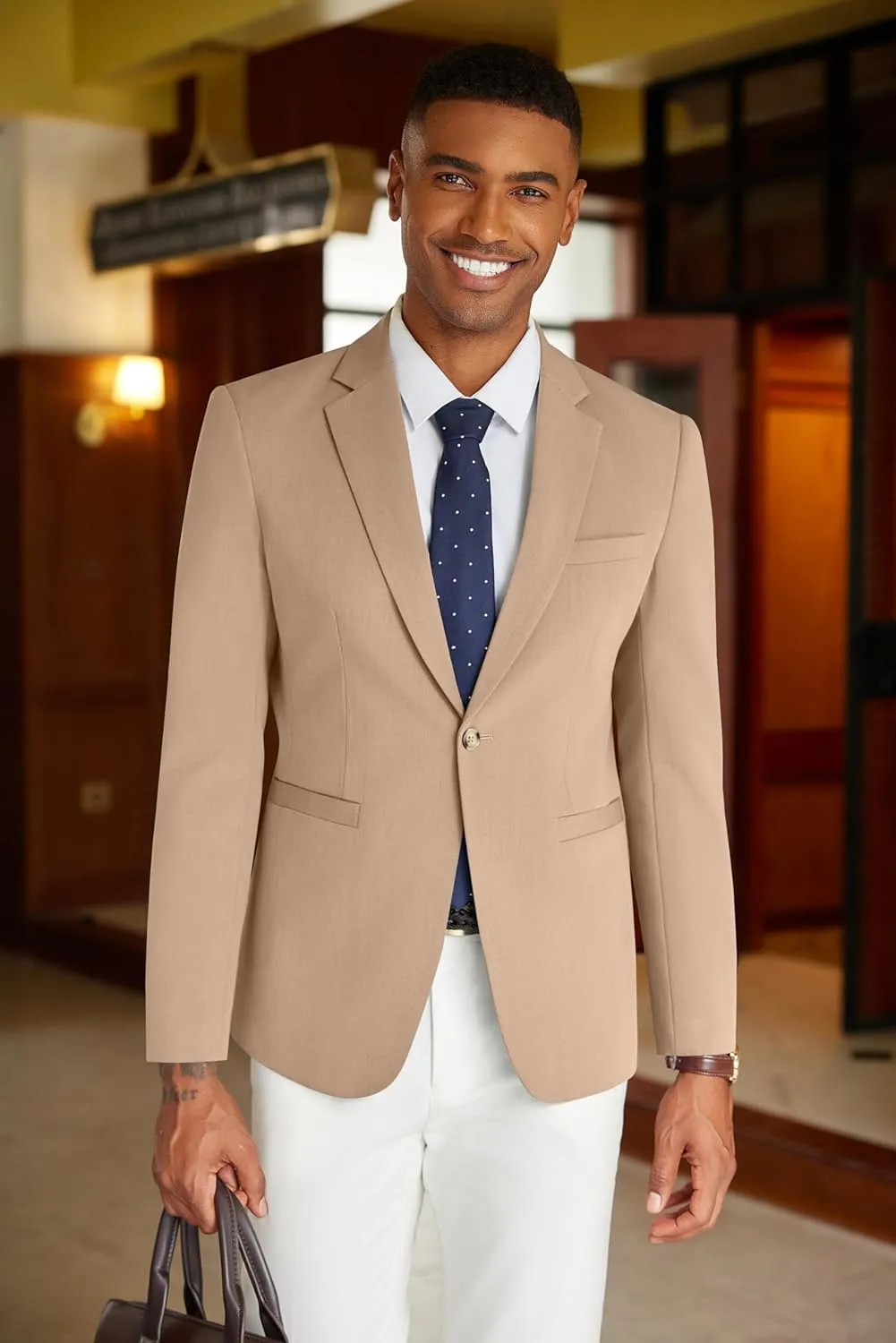 COOFANDY Mens Casual Blazer Slim Fit Suit Jacket Lightweight One Button Business Sport Coats