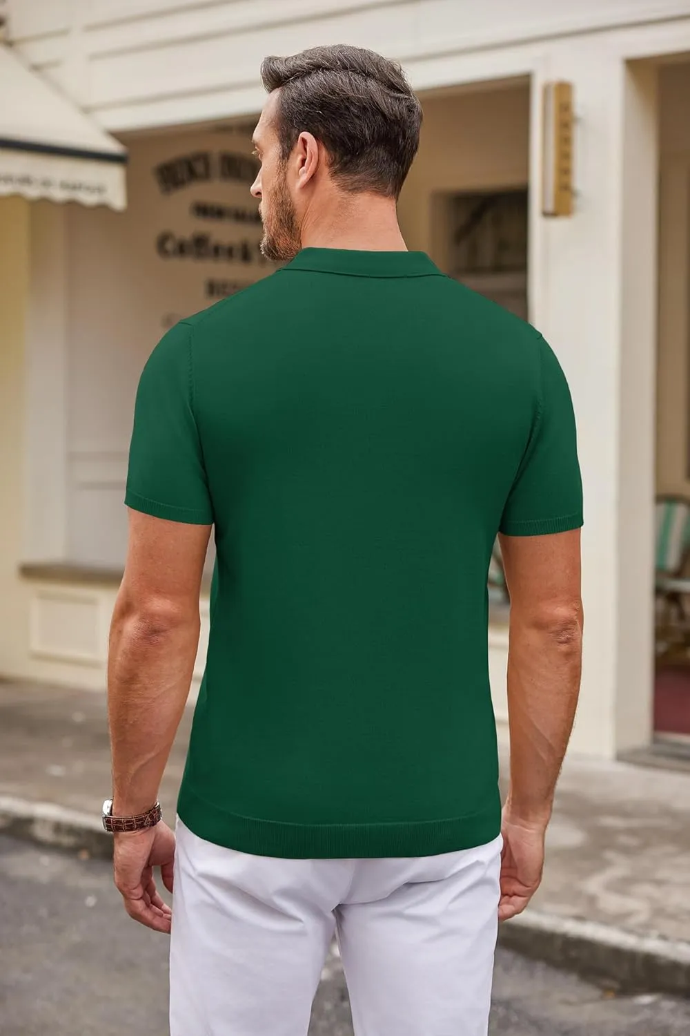 COOFANDY Mens Knit Polo Shirts Casual Short Sleeve Button Down Polo Shirt Classic Golf Shirts
