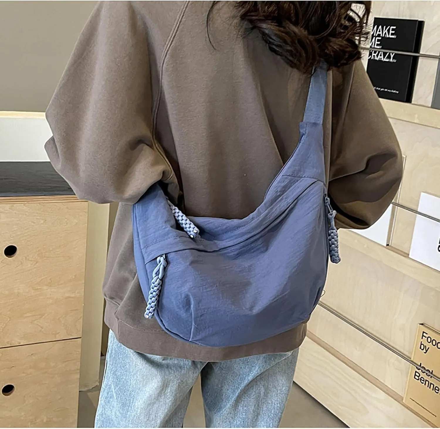 Crescent Shoulder Bag Nylon Crossbody Bag for Women Nylon Hobo Bags Slouchy Sling Purse Dumpling Bags
