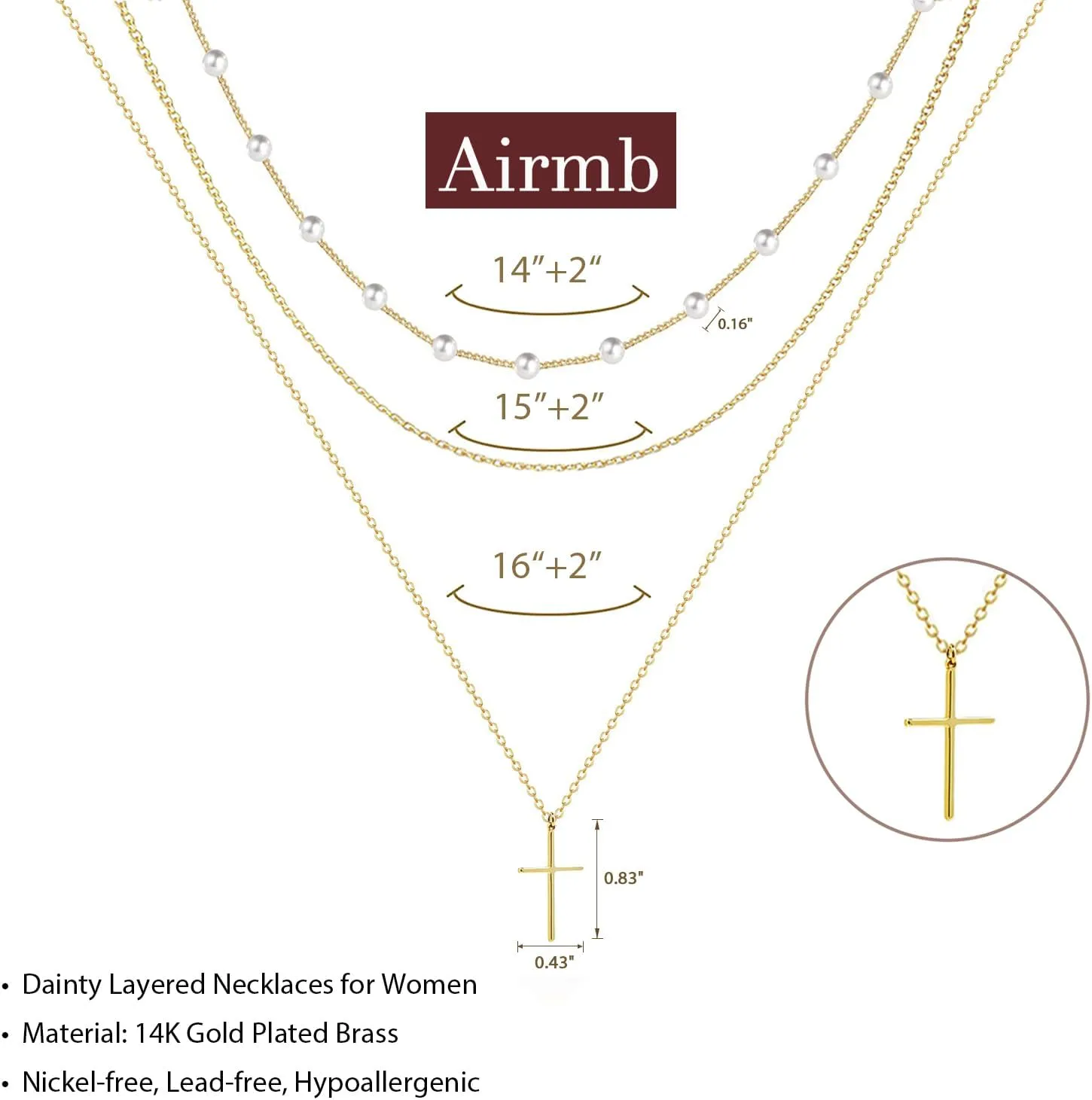 Cross Necklace for Women Gold/Silver Plated Layered Dainty Cross Chain Trendy Choker Satellite Charm Small Crucifix Pendant Gold/Silver Necklace Stackable Hypoallergenic Delicate Gift for Women