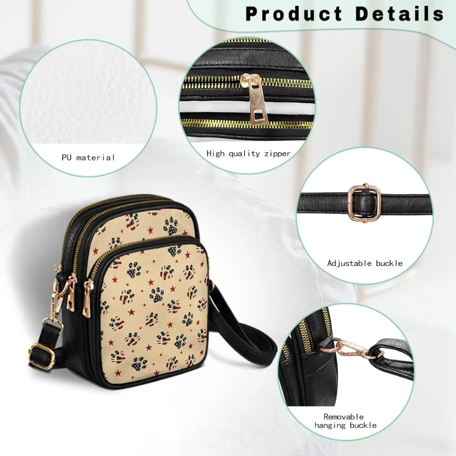 Crossbody Purses for Womens Multi Pocket Shoulder Purses Waterproof Crossbody Bag PU Leather Shoulder Satchel Bag