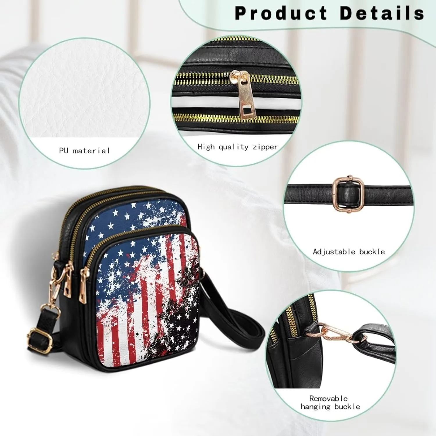 Crossbody Purses for Womens Multi Pocket Shoulder Purses Waterproof Crossbody Bag PU Leather Shoulder Satchel Bag