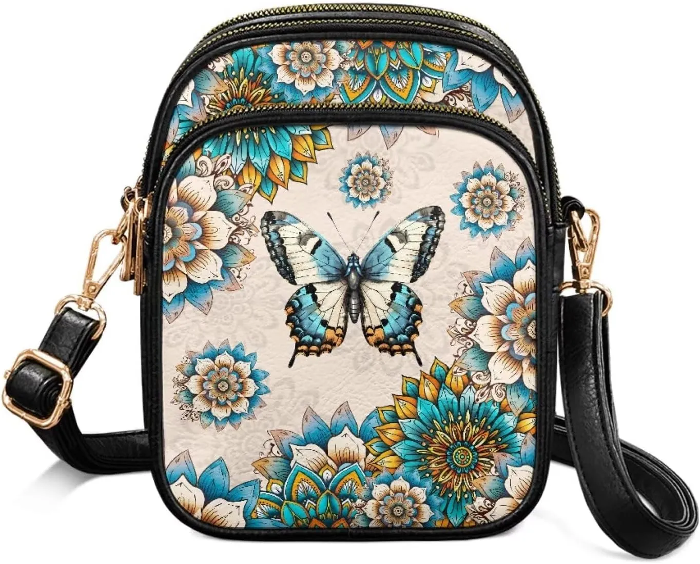 Crossbody Purses for Womens Multi Pocket Shoulder Purses Waterproof Crossbody Bag PU Leather Shoulder Satchel Bag