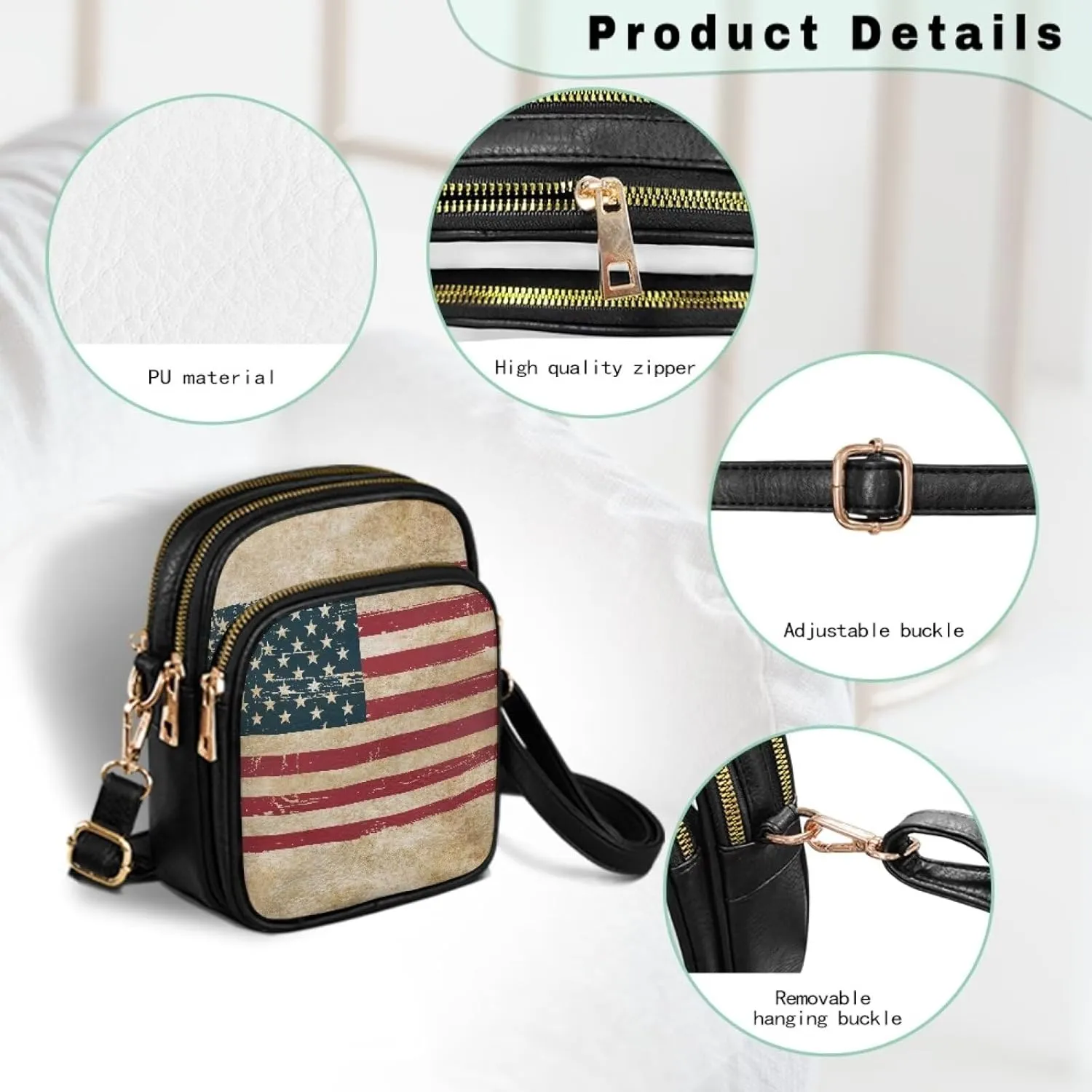 Crossbody Purses for Womens Multi Pocket Shoulder Purses Waterproof Crossbody Bag PU Leather Shoulder Satchel Bag