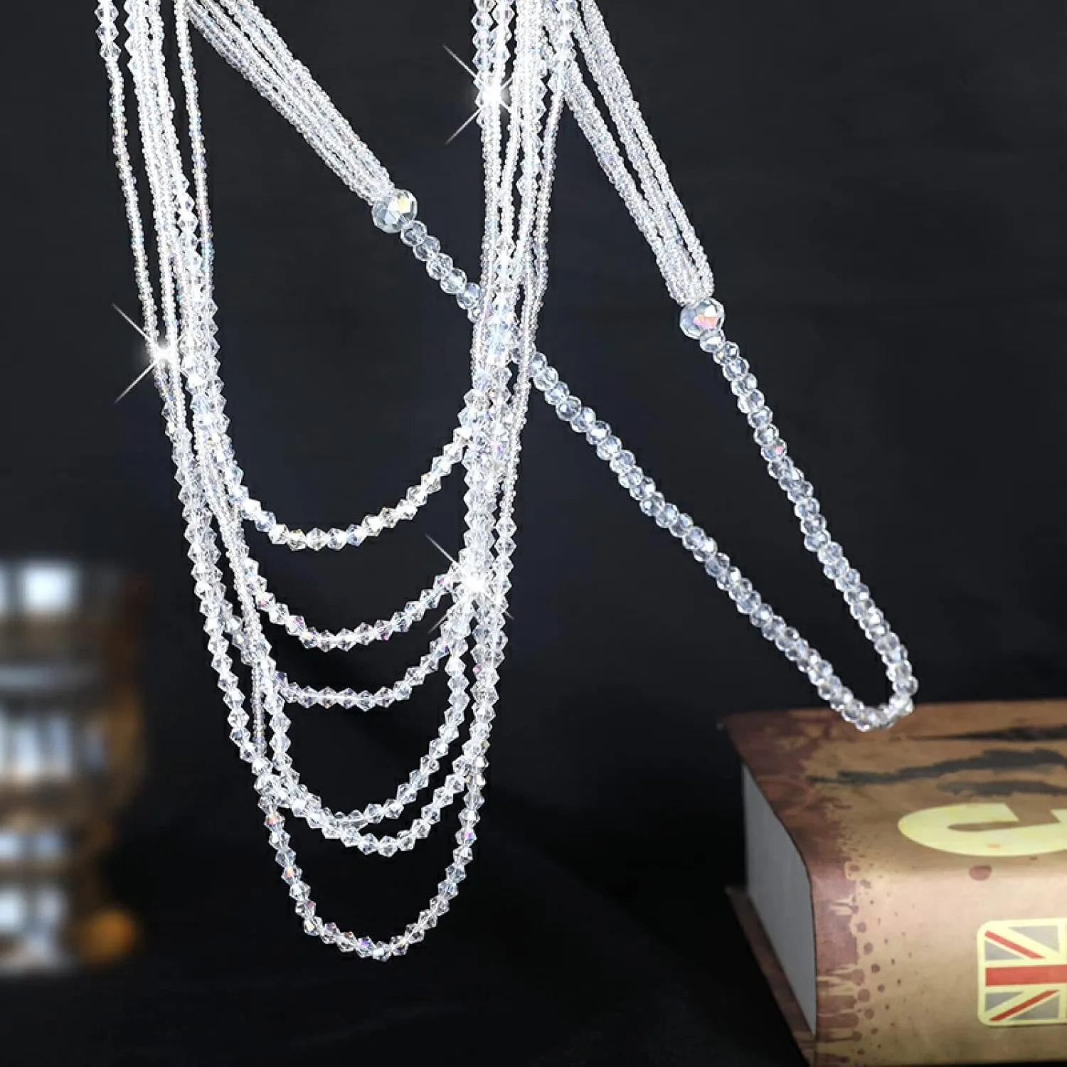 Crystal Beads Long Layers Sweater Chain for Women Graceful Joker Strand Necklaces Summer New Lady Neck Jewelry Accessories